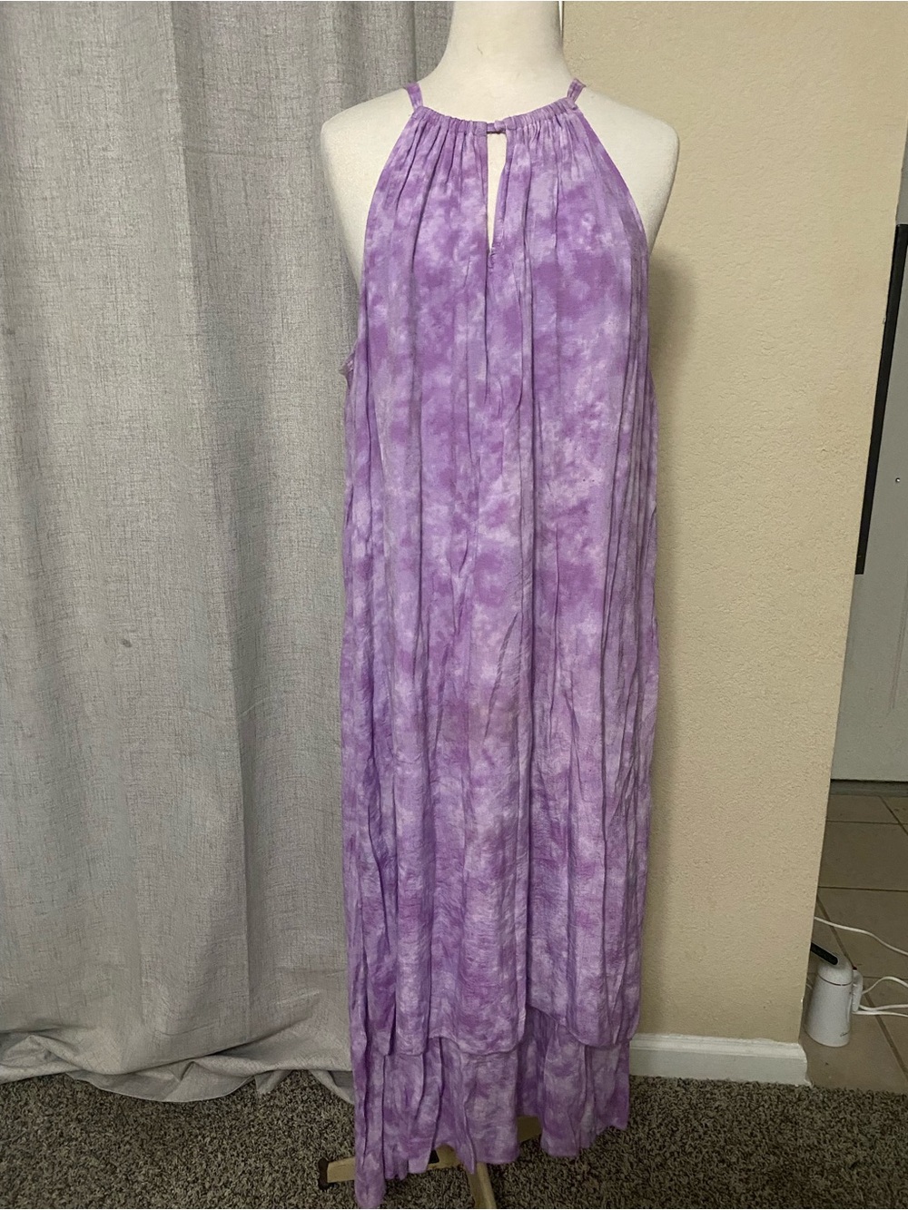 Mlle Gabrielle Lavender Tie-Dye Halter Dress